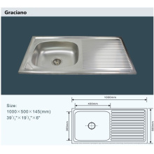Atacado Kitchen Bathroom Toilet Stainless Steel Hand Wash Basin with Drainboard